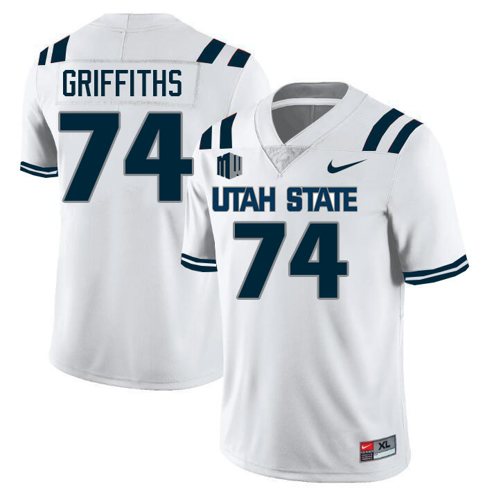 Utah State Aggies #74 Jarvis Griffiths College Football Jerseys Stitched Sale-White